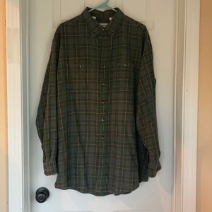 Green Plaid Flannel LL Bean button down shirt